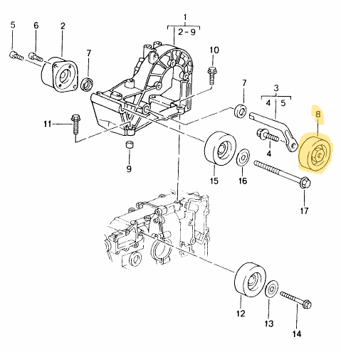 Drive belt tensioning roller - 986 Boxster, 996 Carrera, 997 Carrera, 987 Boxster and Cayman