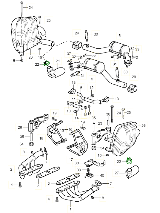 Exhaust clamp (Exhaust tip to Silencer) - 996 (not Turbo / GT2)