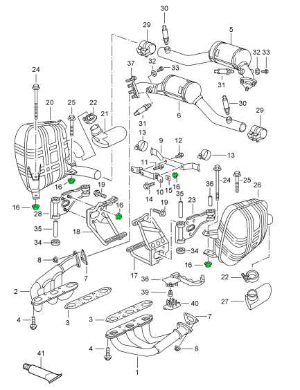 Nut (Exhaust mounts) - 996 / 997 (not Turbo / GT2)