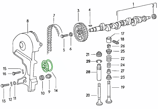 Camshaft belt tensioner - 924, 924 Turbo