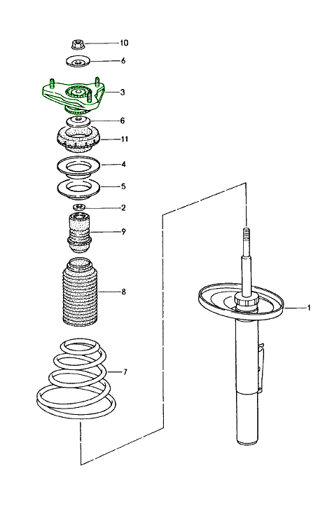 Shock absorber top mount bearing plate - 986/987 Boxster and Cayman, 996 / 997 (most)