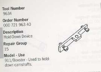 Engine Timing Tools - Porsche M9X engines (1997 to 2008) RENTAL