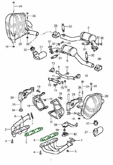 Exhaust manifold gasket (Genuine) - Porsche 986 Boxster, 996, 997.1, 987.1 Boxster / Cayman