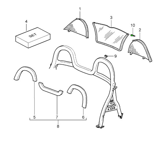 Wind deflector clip / latch- 986 Boxster