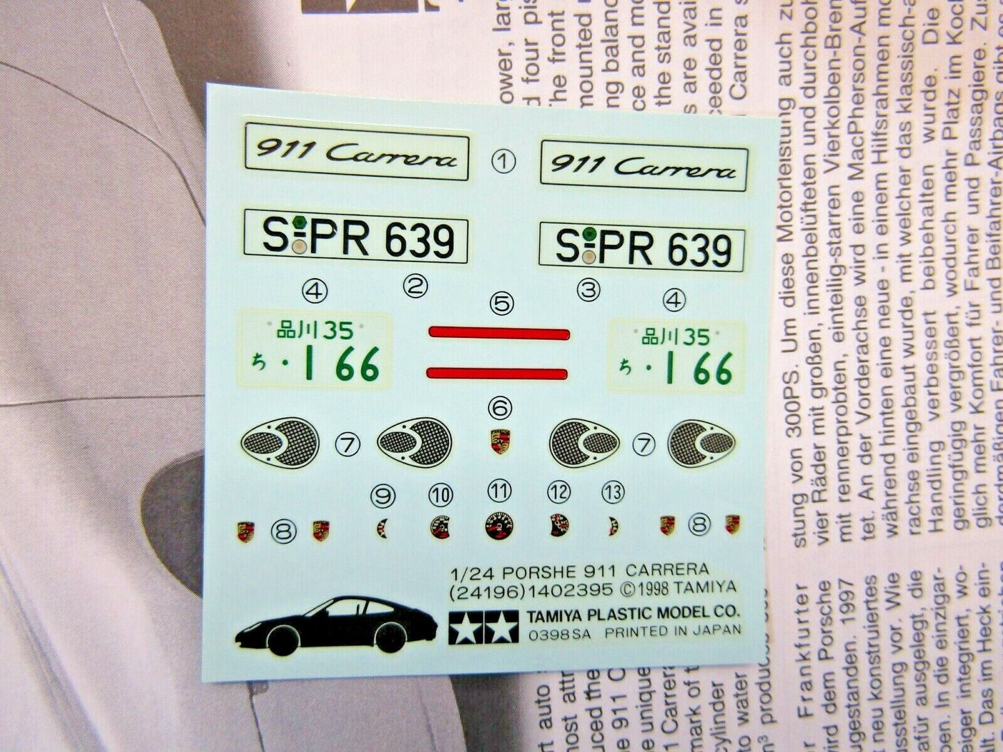 Tamiya Porsche 996 Carrera 1:24 Scale #24196