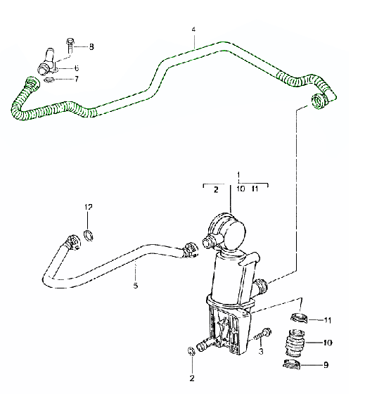 Vent Line for Air Oil Separator - Lower - 996 Carrera (all), 997.1 Carrera (all)